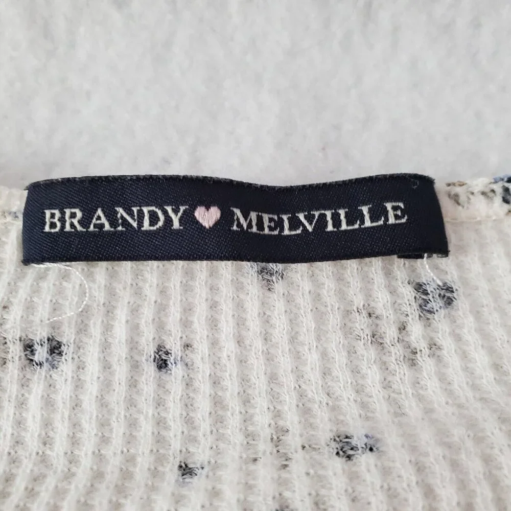 Brandy Melville Top Blue Rosebud Short Sleeve Crop Wrap Around - Picture 2 of 10